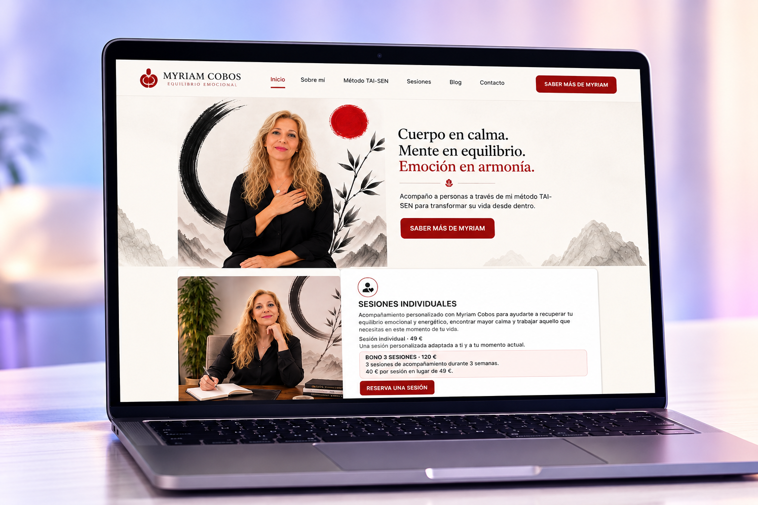 Mockup limpio de una página web de marca personal desarrollada en Marca Millonaria